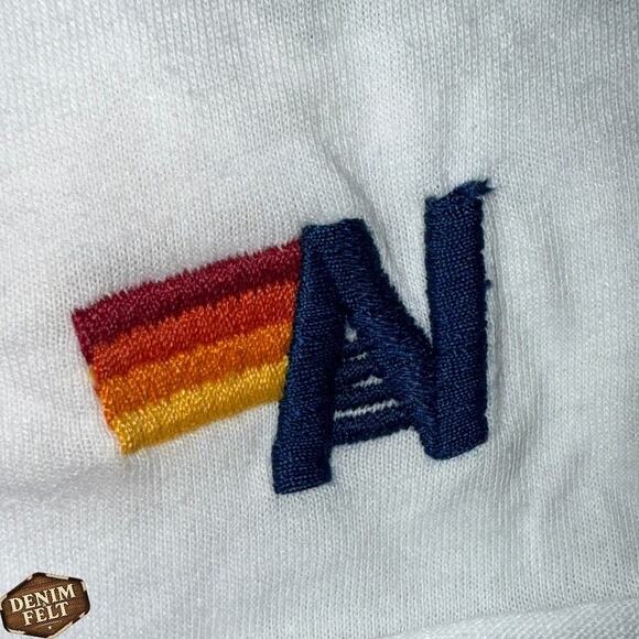 Aviator Nation Cropped AV Logo Graphic Tee White Rainbow T/Shirt Sz S - Picture 10 of 13